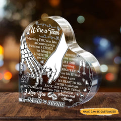Were a Team - Customized Skull Couple Crystal Heart Anniversary Gifts - Wonder Skull