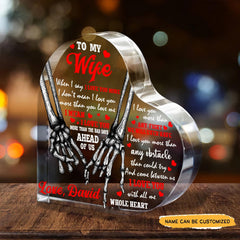 To My Wife - Customized Skull Crystal Heart Gifts - Wonder Skull
