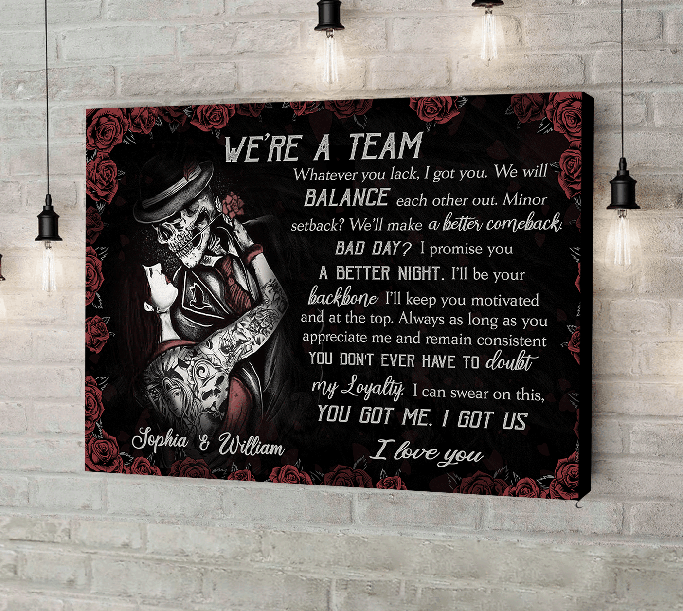 We're Are Team - Gothic Skull Girl Personalized Horizontal Canvas - Wonder Skull