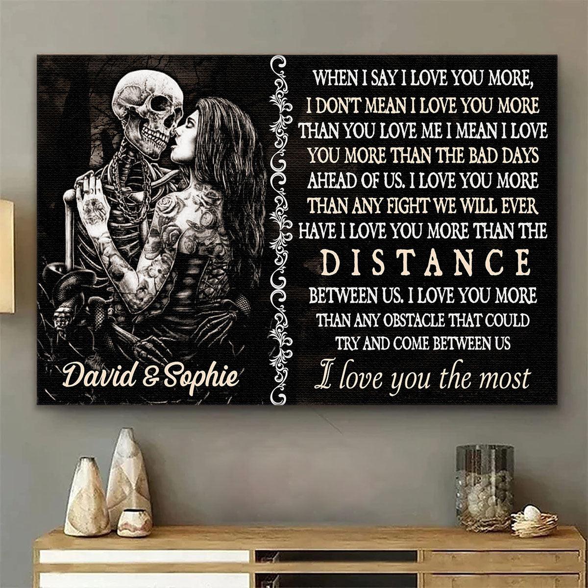 When I Say I Love You More - Gothic Skull Personalized Horizontal Canvas - Wonder Skull