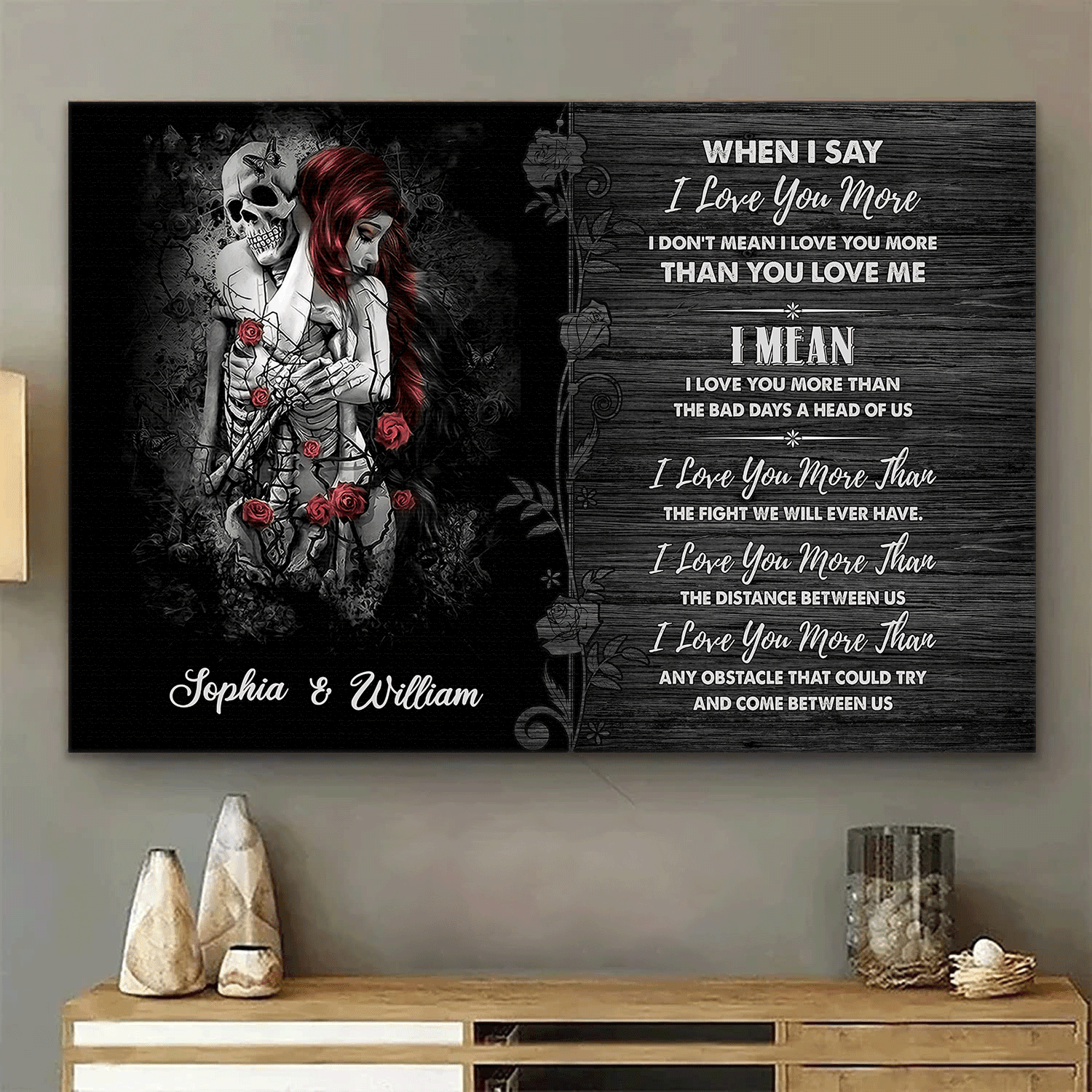 When I Say - Gothic Skull Girl Personalized Horizontal Canvas - Wonder Skull