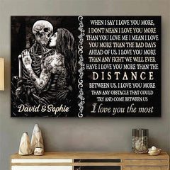 When I Say I Love You More - Gothic Skull Personalized Horizontal Canvas - Wonder Skull