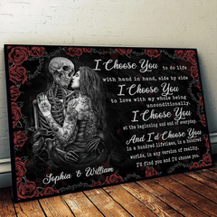 I Choose You - Gothic Skull Girl Personalized Horizontal Canvas - Wonder Skull