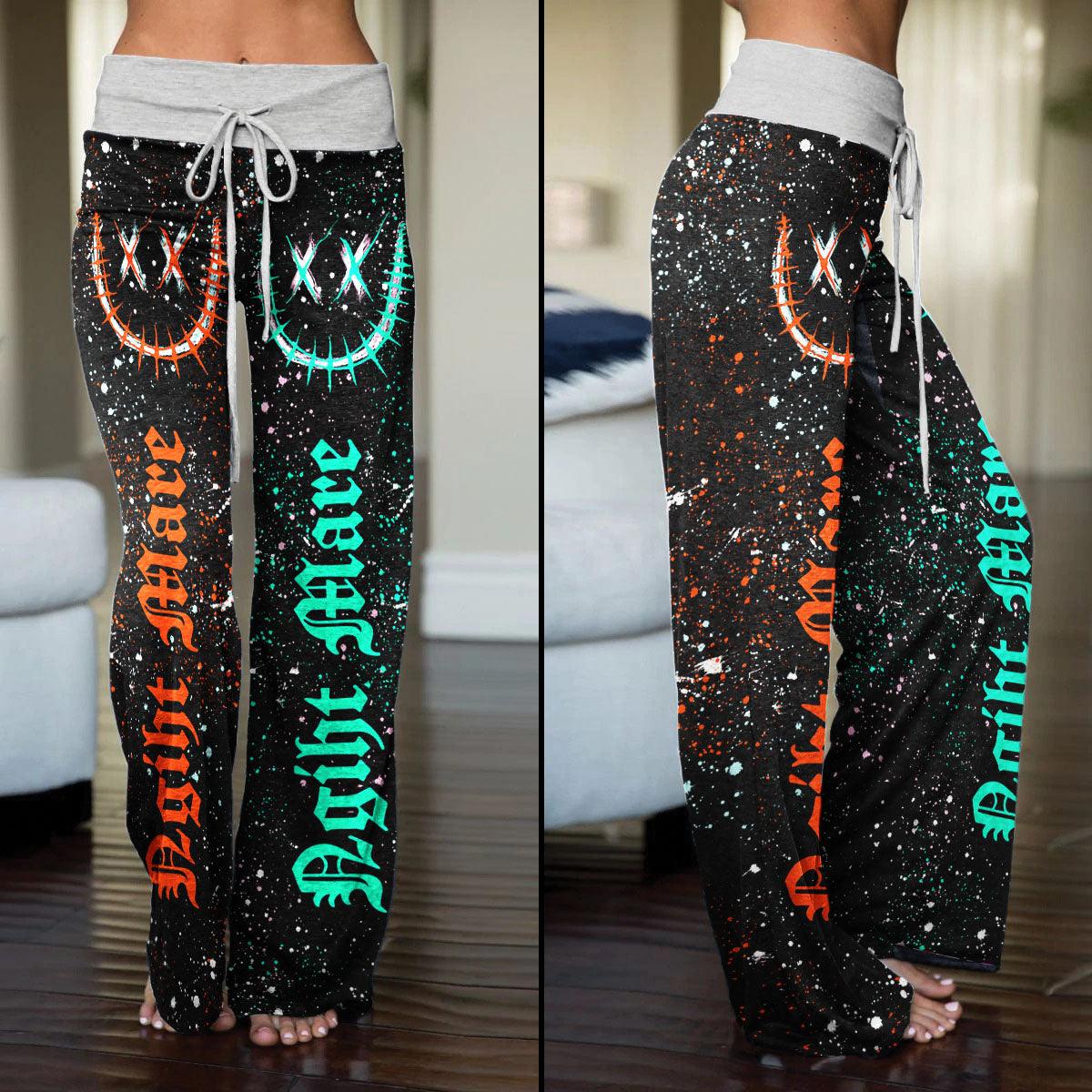 Nightmare Face Smile Half Galaxy High-waisted Wide Leg Pants - Wonder Skull