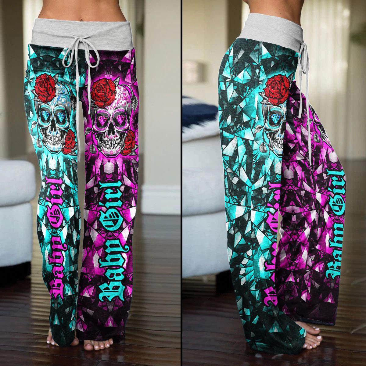 Baby Girl Half Cyan Pink High-waisted Wide Leg Pants - Wonder Skull