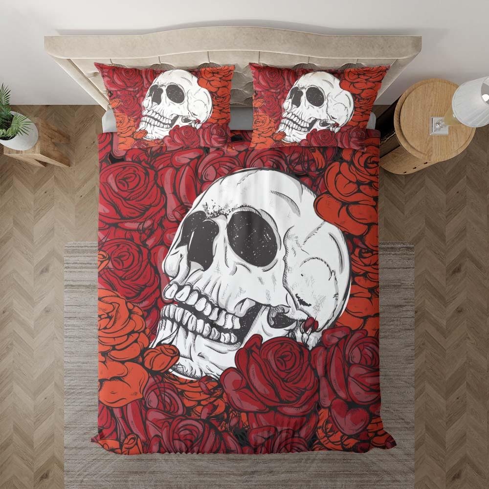 Painting Rose Skull Art Duvet Cover Set - Wonder Skull