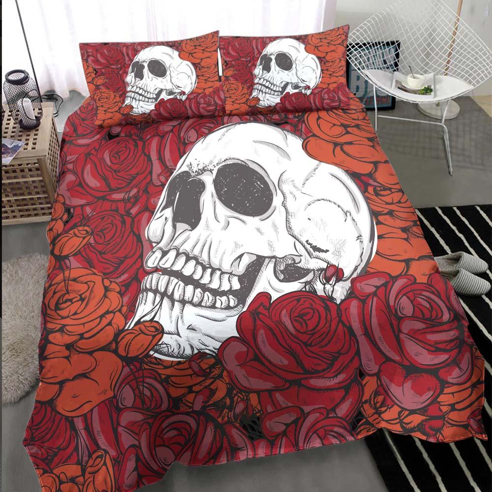 Painting Rose Skull Art Duvet Cover Set - Wonder Skull
