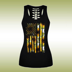 Sunflowers American Flag Tank Top, Comfortable Sleeveless Cloth For Women - Wonder Skull