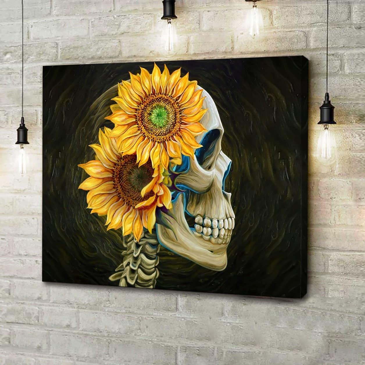 Skeleton With Sunflower Canvas Gallery Wraps - Wonder Skull