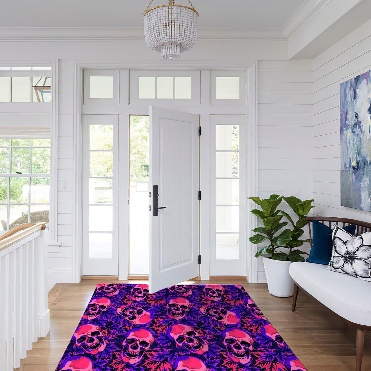 Skull Leaf Pattern Area Rugs - Wonder Skull