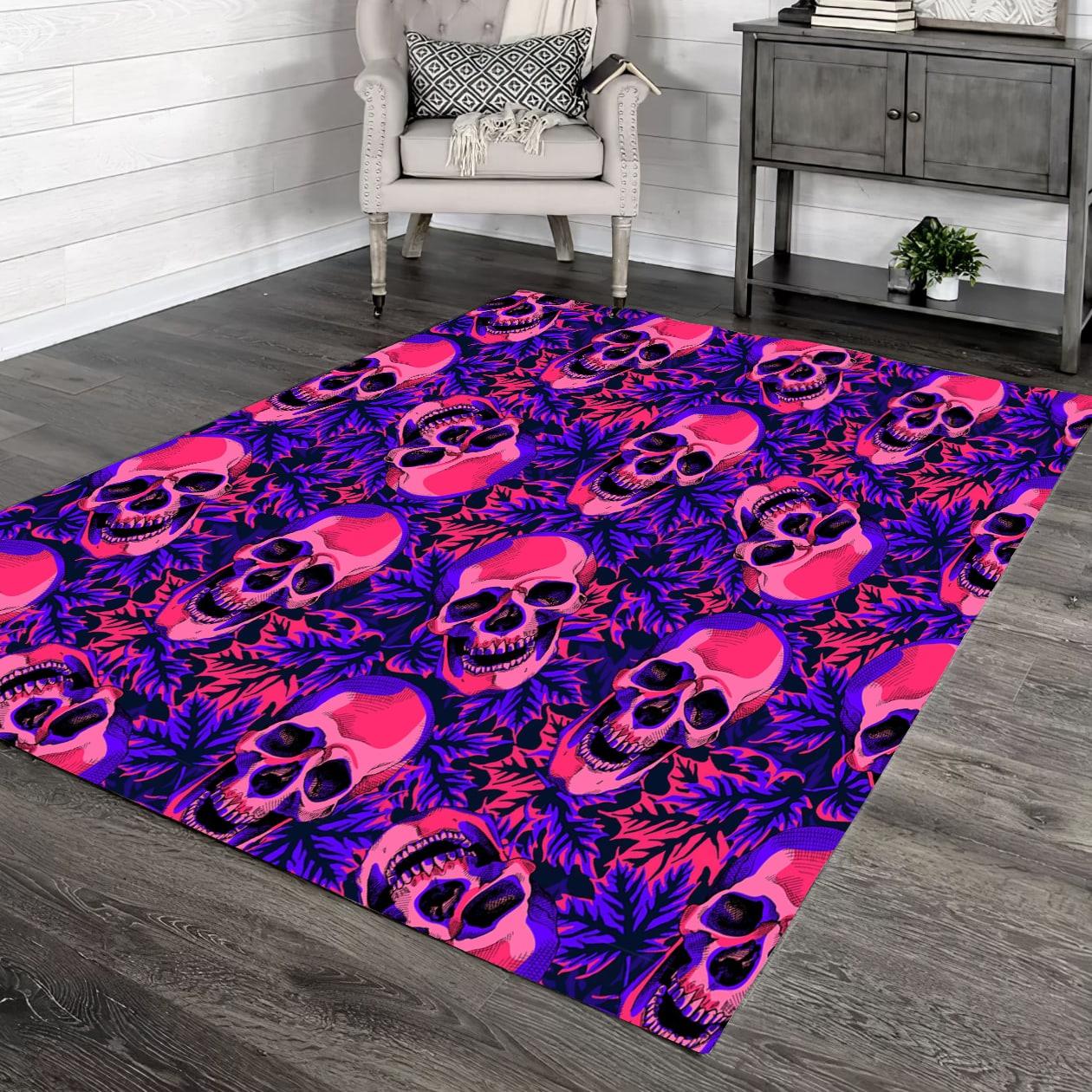 Skull Leaf Pattern Area Rugs - Wonder Skull