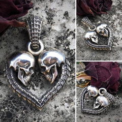 Heart Skull Necklace, Necklace Chain, Pendant Badass Unique Design - Wonder Skull