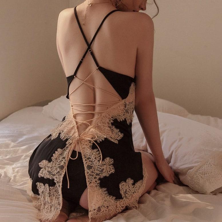 Premium Grey Silk Nightdress, Beautiful Lingere Vintage - Wonder Skull