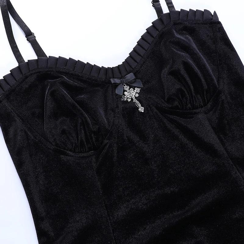 Goth Purple High Waist Dress, Vintage Velvet Lolita Outfit - Wonder Skull