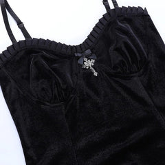 Goth Purple High Waist Dress, Vintage Velvet Lolita Outfit - Wonder Skull