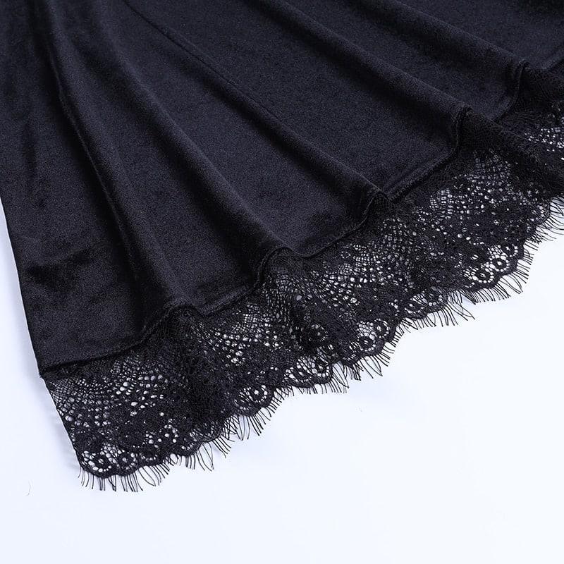 Goth Purple High Waist Dress, Vintage Velvet Lolita Outfit - Wonder Skull