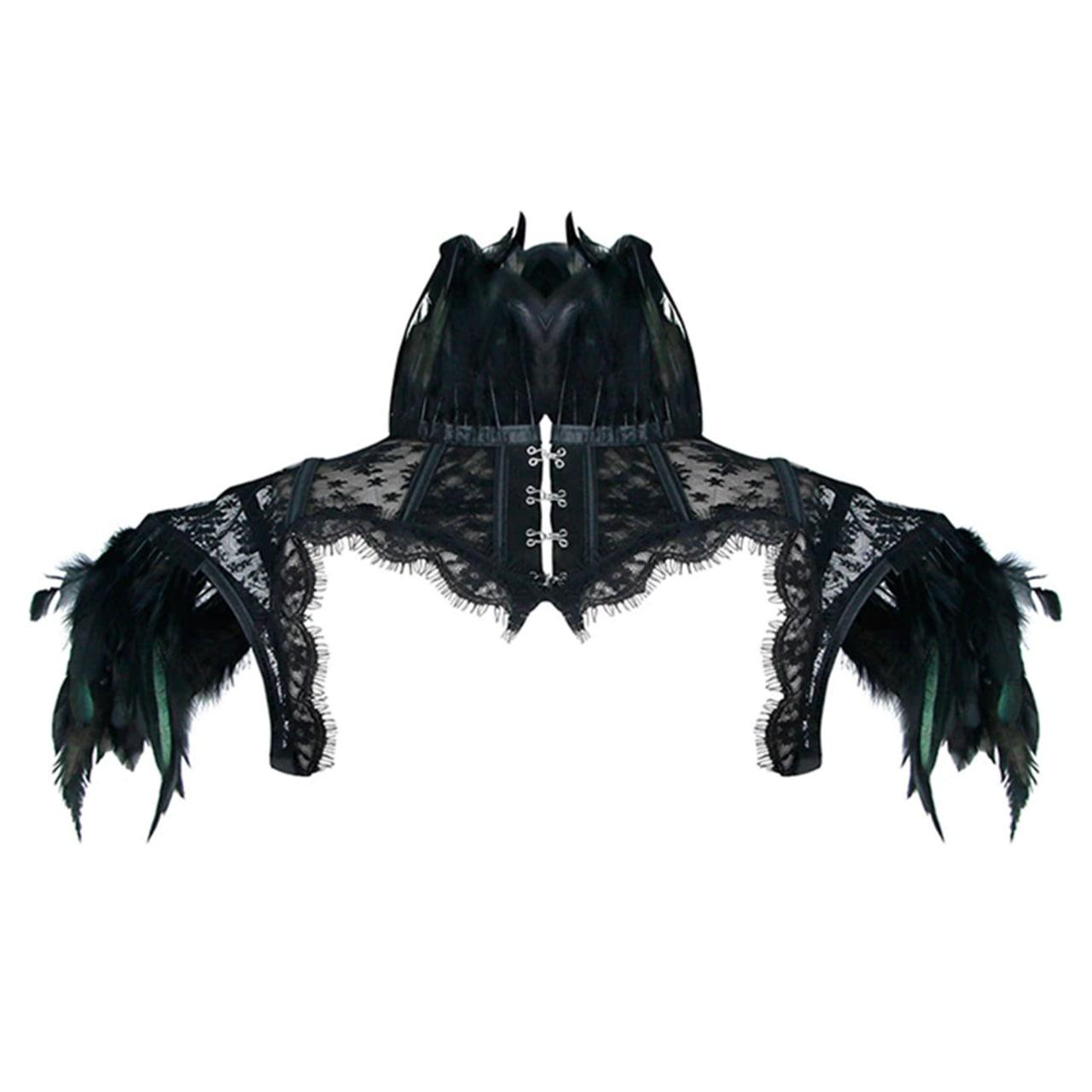 Victorian Gothic High Neck Cape, Fashionable Mesh Corset Shrug For Women - Wonder Skull