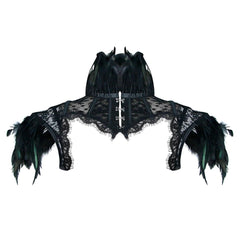 Victorian Gothic High Neck Cape, Fashionable Mesh Corset Shrug For Women - Wonder Skull