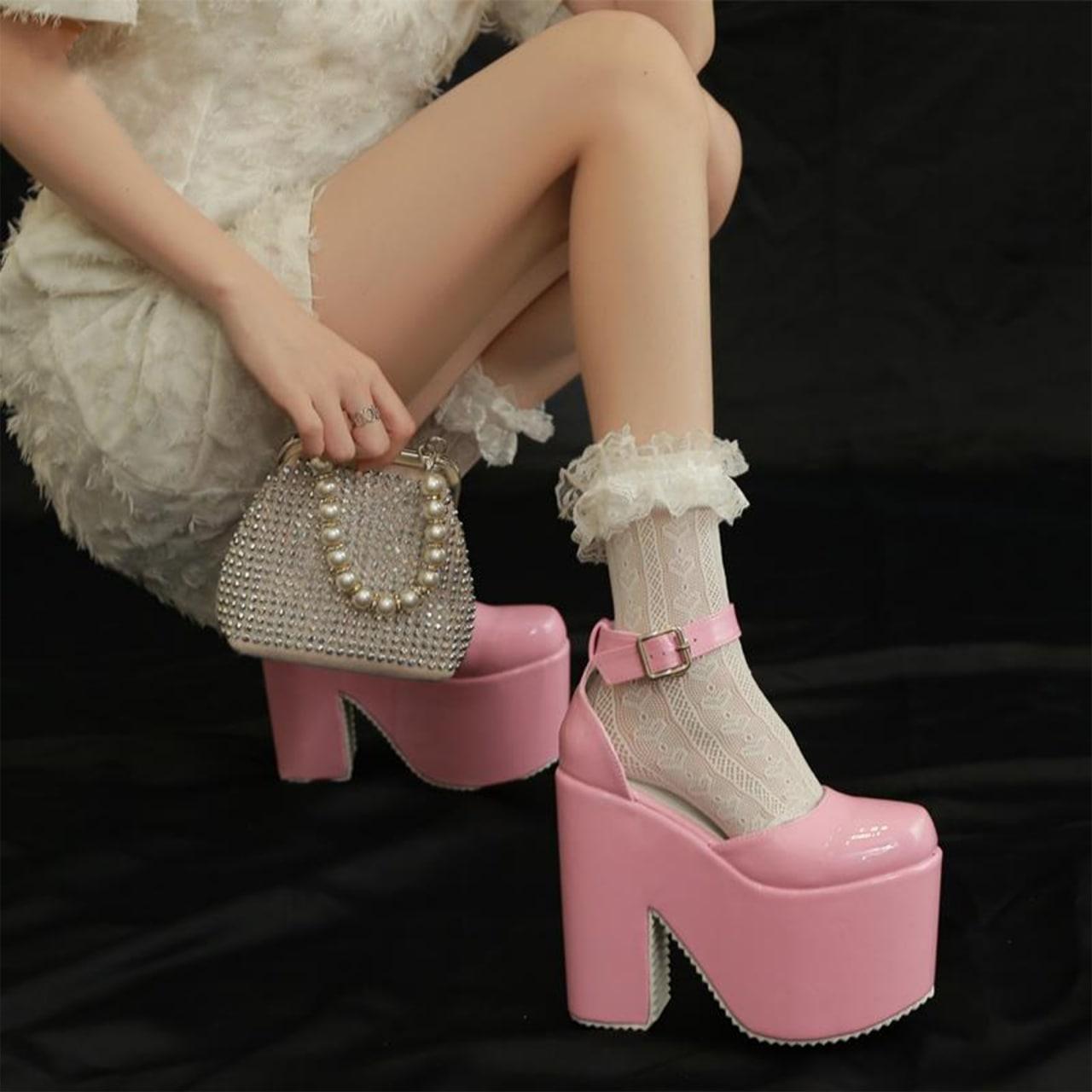 Pink Gothic High Heel Shoes, Punk Dark Fashion Footwear For Women - Wonder Skull