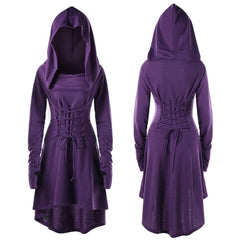 Warrior Gothic Hooded Dress, Stunning LongSleeve Outwear For Women - Wonder Skull