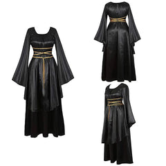 Witchy Goth Dress, Elegant Velvet Long Sleeve Costume For Women - Wonder Skull