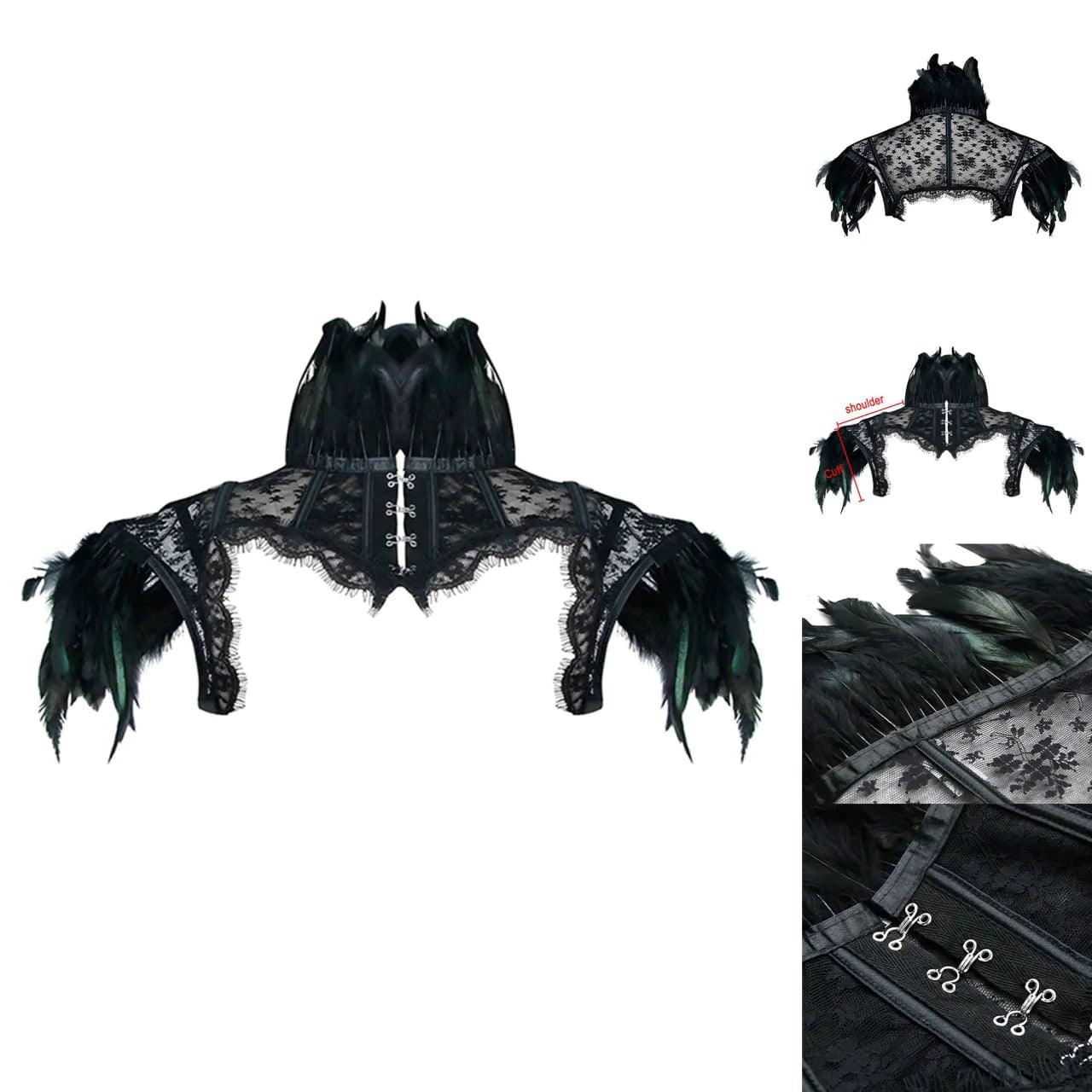 Victorian Gothic High Neck Cape, Fashionable Mesh Corset Shrug For Women - Wonder Skull