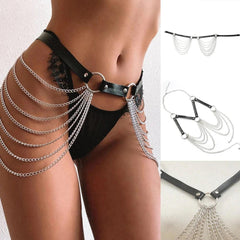 Punk Rock Chain Top, Sexy Body Harness Leather Belt For Women - Wonder Skull