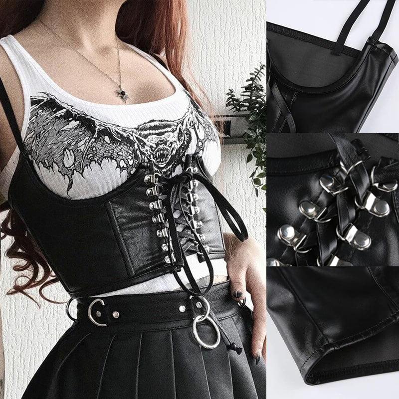 Punk Gothic Sleeveless Tank Top, Sexy NightClub Corset For Women - Wonder Skull