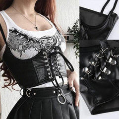 Punk Gothic Sleeveless Tank Top, Sexy NightClub Corset For Women - Wonder Skull