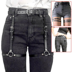 Punk Gothic Black Leather Sword Belt, Sexy Leg Waist Garter For Women - Wonder Skull