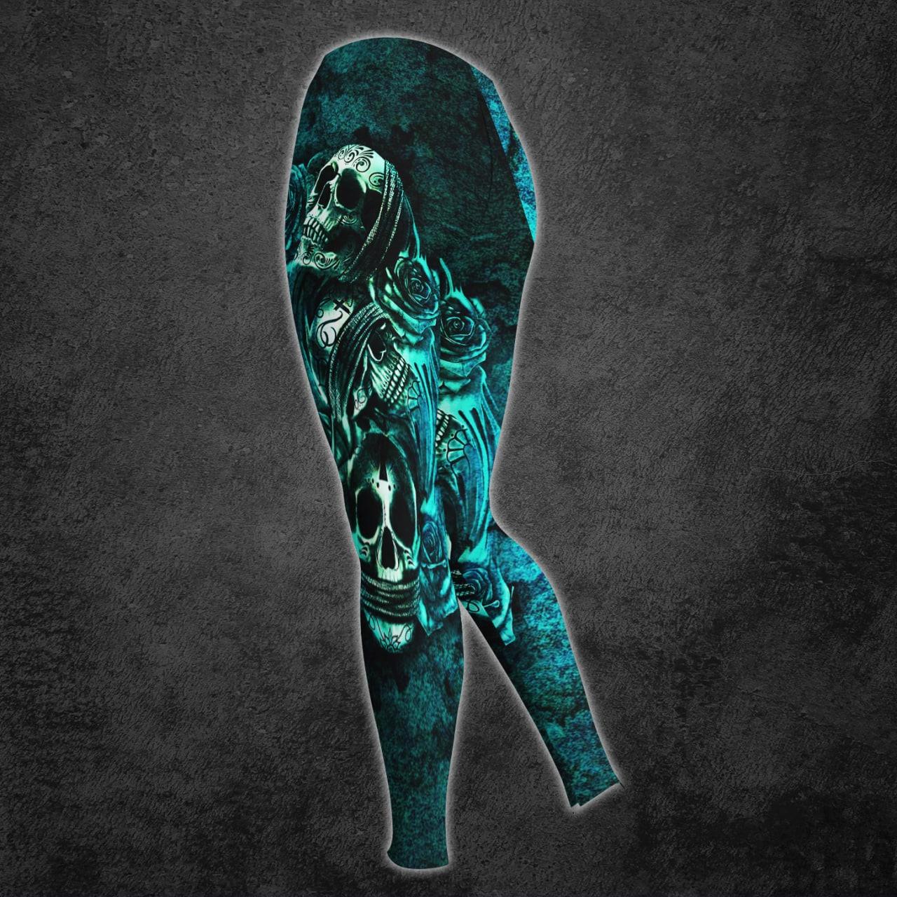 Ocean Blue Skull Combo Hoodie and Leggings For Women - Wonder Skull