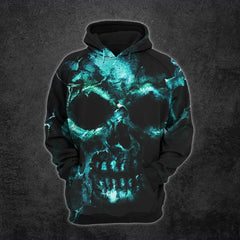Ocean Blue Skull Combo Hoodie and Leggings For Women - Wonder Skull