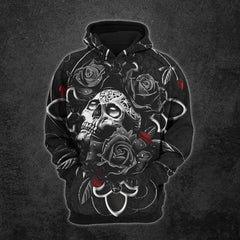 Dark Skull Cross Rose Combo Hoodie and Leggings For Women - Wonder Skull