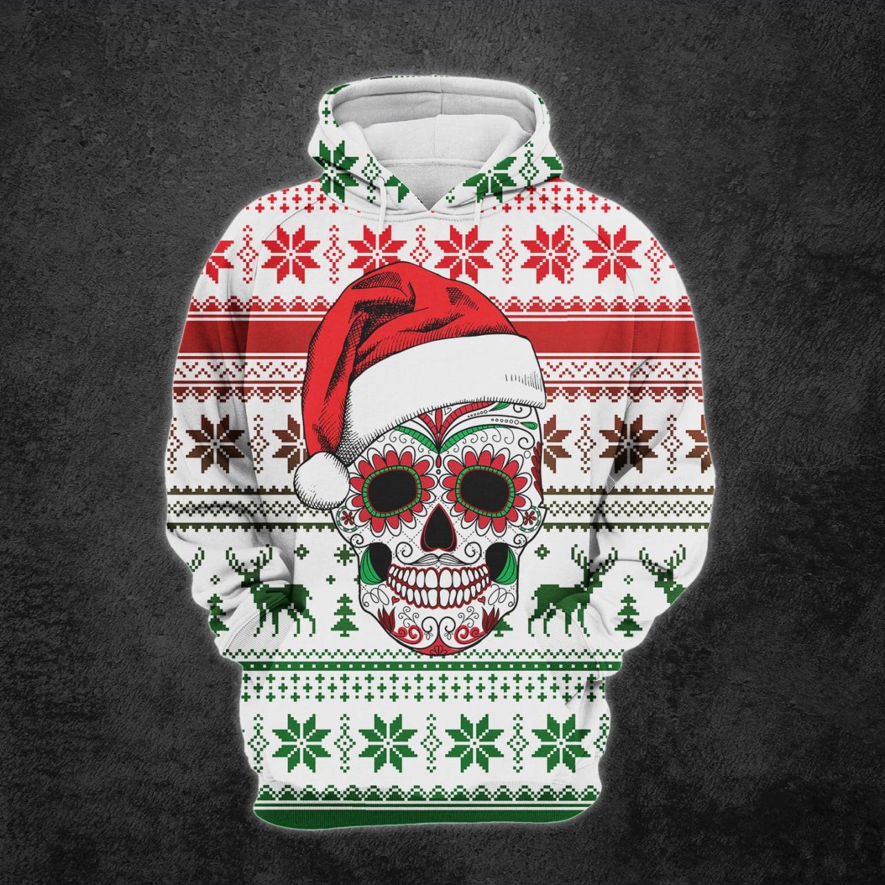 Christmas Skull Knitted Design Artwork Print Combo Hoodie And Leggings - Wonder Skull