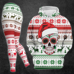 Christmas Skull Knitted Design Artwork Print Combo Hoodie And Leggings - Wonder Skull