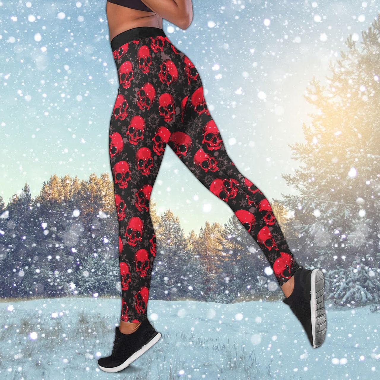 Red Skull Snow Flake Combo Tanktop & Leggings - Wonder Skull
