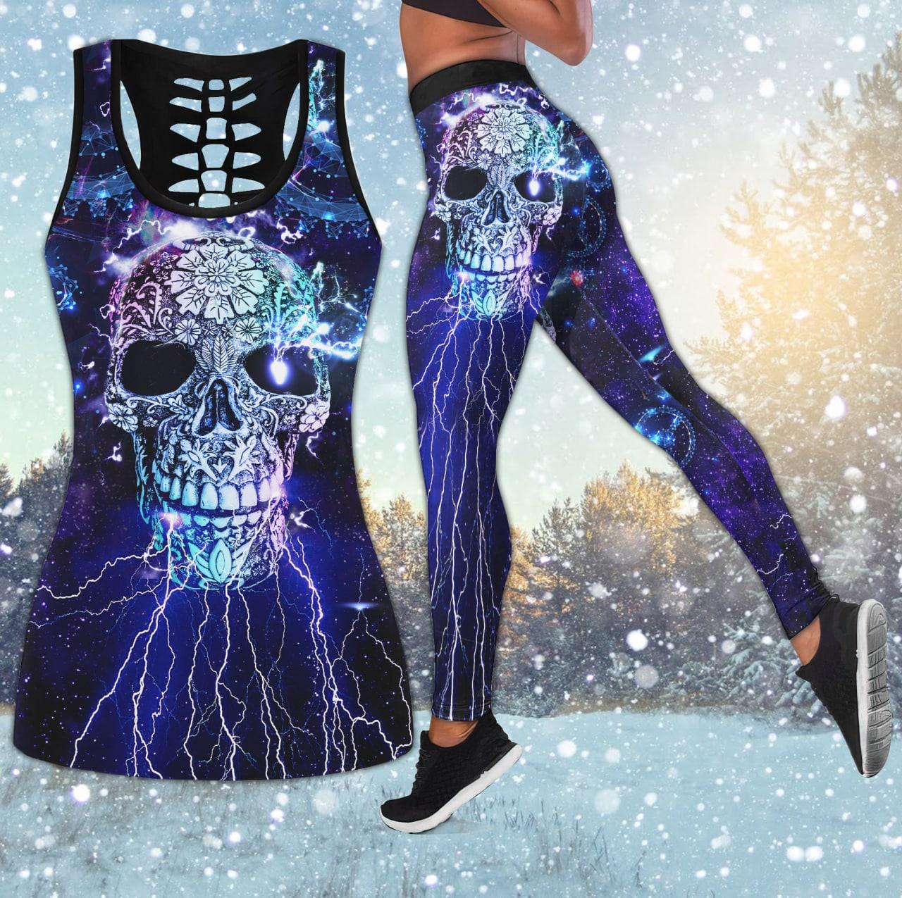 Purple Thunder Skull Combo Tanktop & Leggings - Wonder Skull