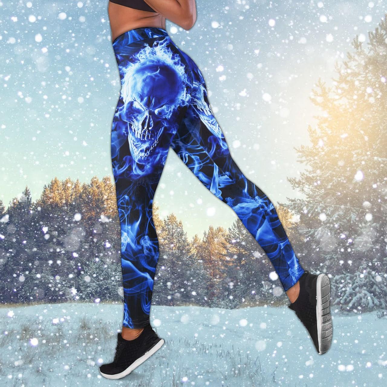 Blue Smoke Skull Combo Tanktop & Leggings - Wonder Skull