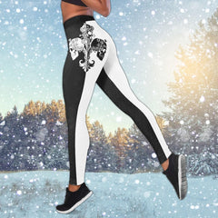 Black White Skull Flower Combo Tanktop & Leggings - Wonder Skull