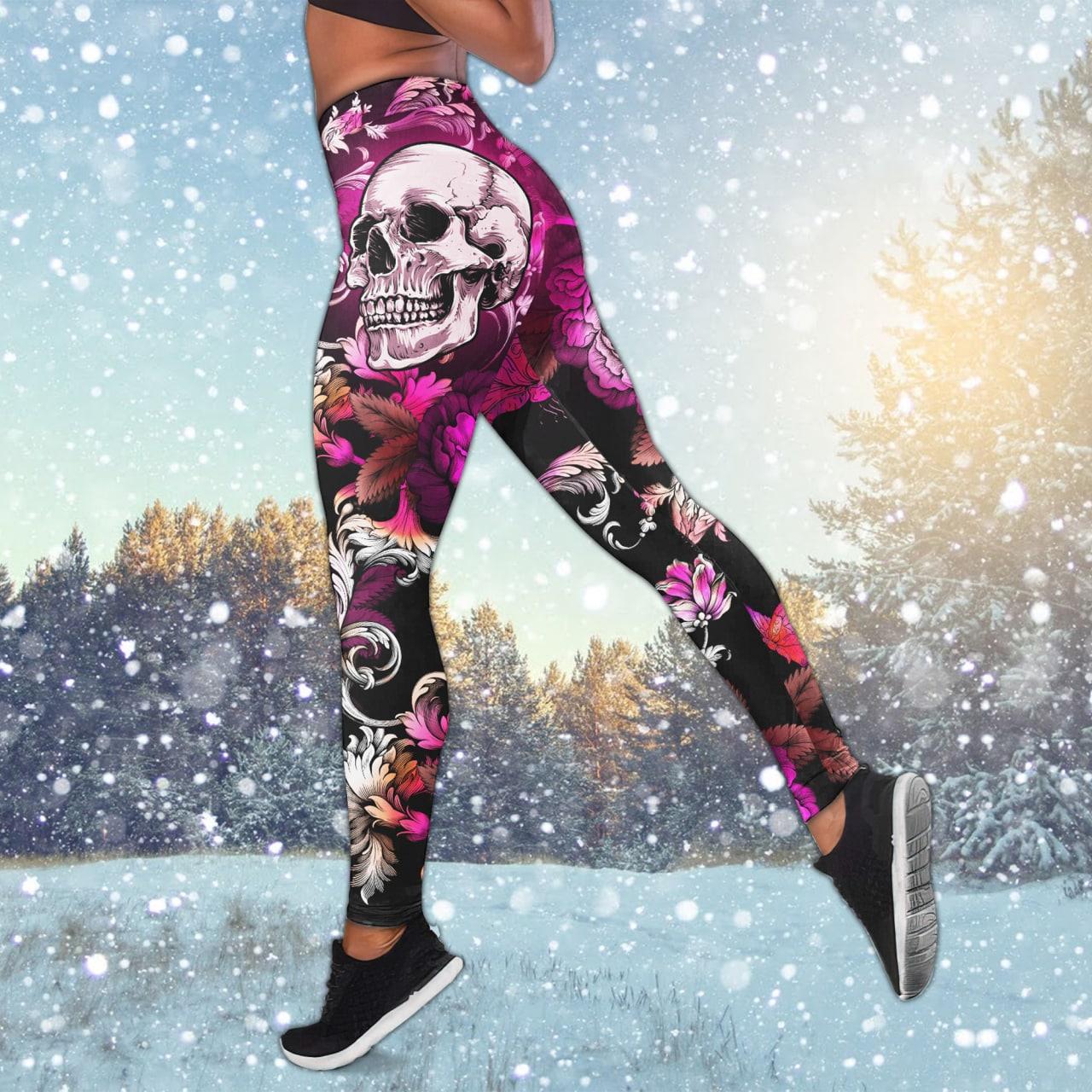 Pink Gothic Skull Rose Combo Tanktop & Leggings - Wonder Skull