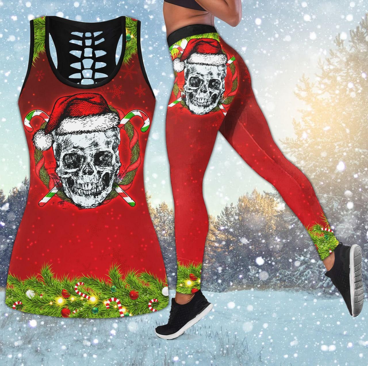 Christmas Santa Skull Combo Tanktop & Leggings - Wonder Skull