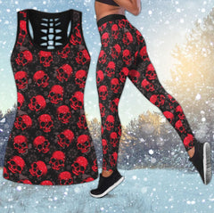 Red Skull Snow Flake Combo Tanktop & Leggings - Wonder Skull