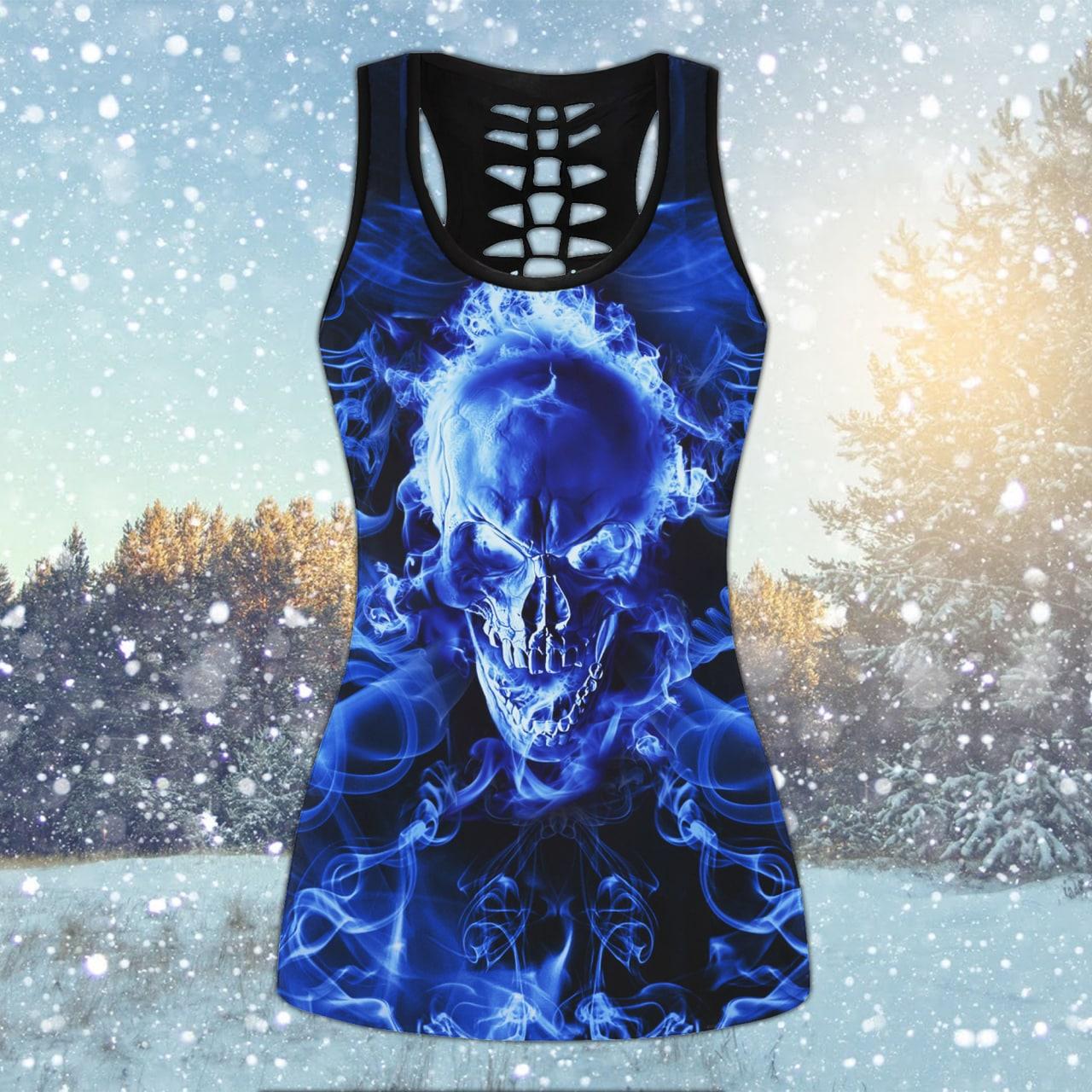 Blue Smoke Skull Combo Tanktop & Leggings - Wonder Skull