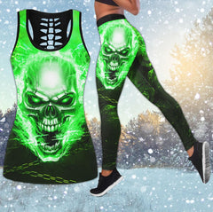 Green Skull Flame Combo Tanktop & Leggings - Wonder Skull
