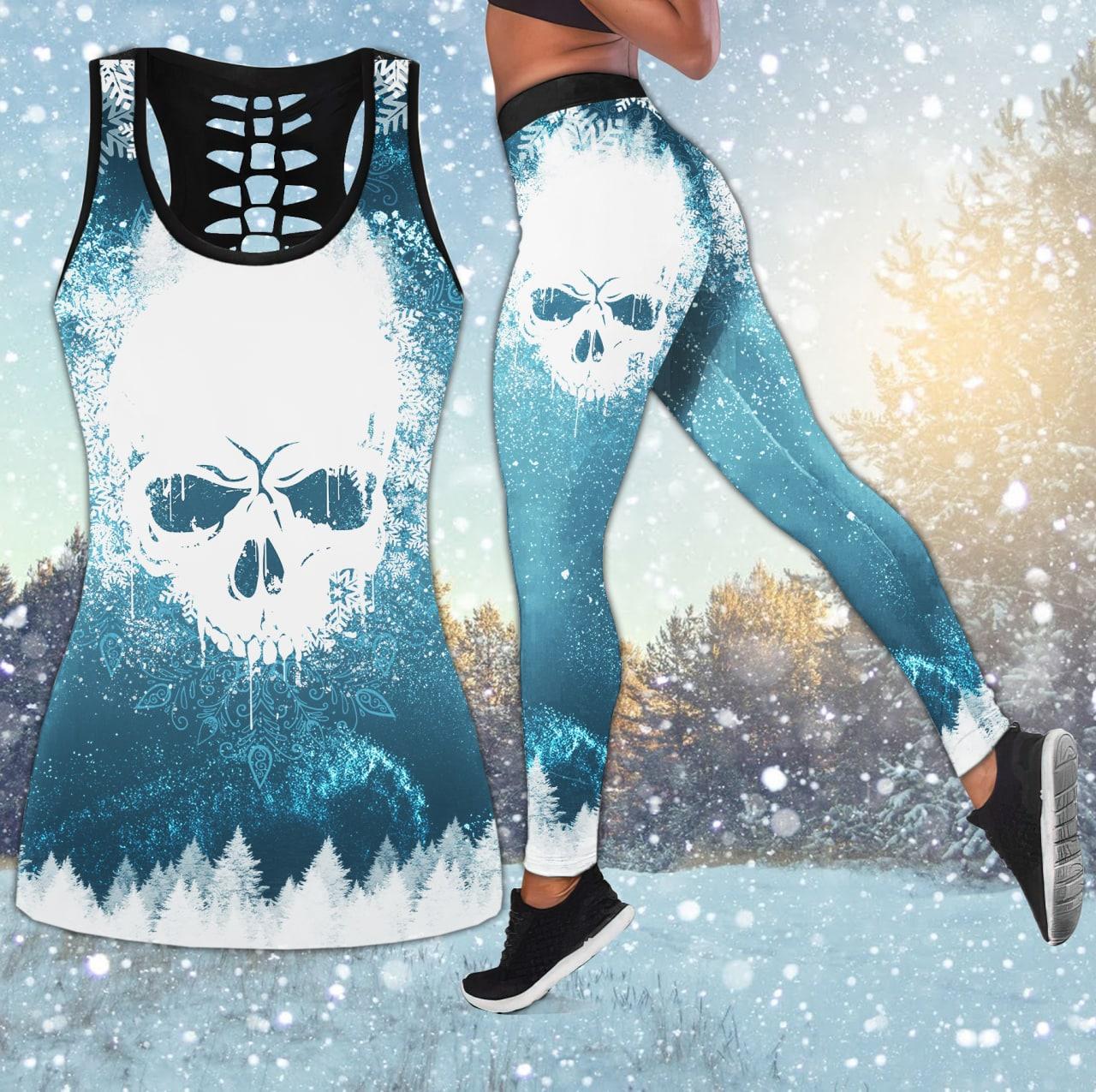 Christmas Frozen Snow Skull Combo Tanktop & Leggings - Wonder Skull