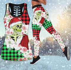 Christmas Santa Skull Plaid Combo Tanktop & Leggings - Wonder Skull