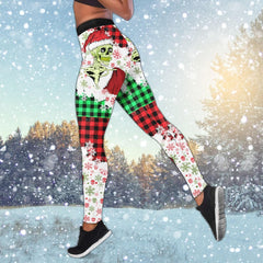Christmas Santa Skull Plaid Combo Tanktop & Leggings - Wonder Skull