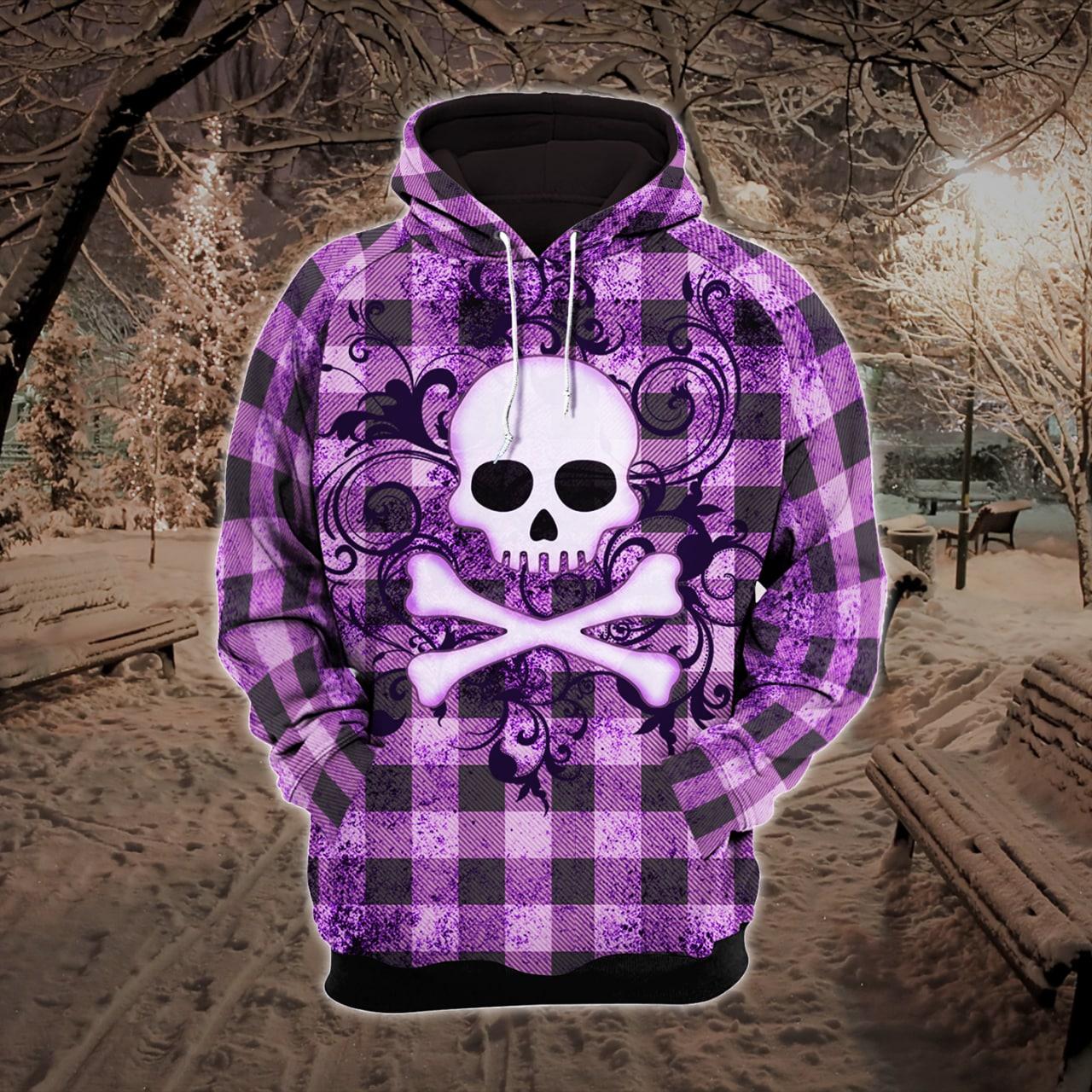 Violet Skull Cross Bone Combo Hoodie and Leggings - Wonder Skull