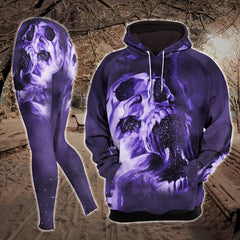 Violet Galaxy Skull Art Work Combo Hoodie and Leggings - Wonder Skull