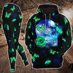 Neon Diamond Skull Butterfly Artwork Combo Hoodie and Leggings - Wonder Skull